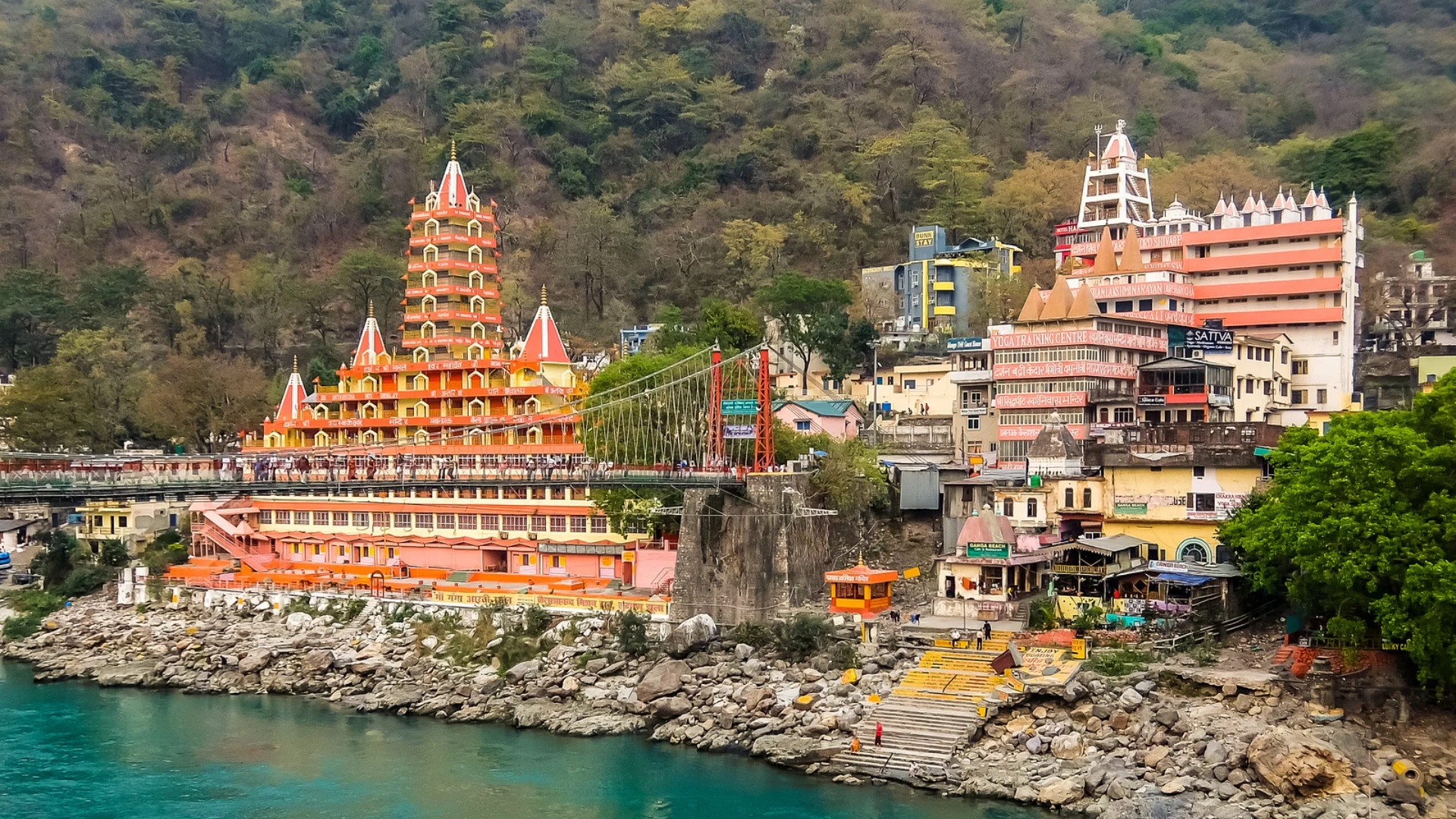 Rishikesh Laxman Jhula and Ganga River Scenic View